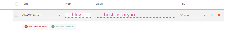 Namecheap 네임칩 CNAME 레코드 설정