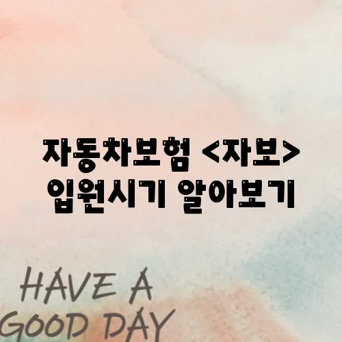 자동차보험 <자보> 입원시기 알아보기