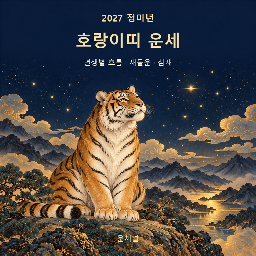 2027년 호랑이띠 운세, 정미년의 차분한 새해 준비를 표현한 AI 일러스트