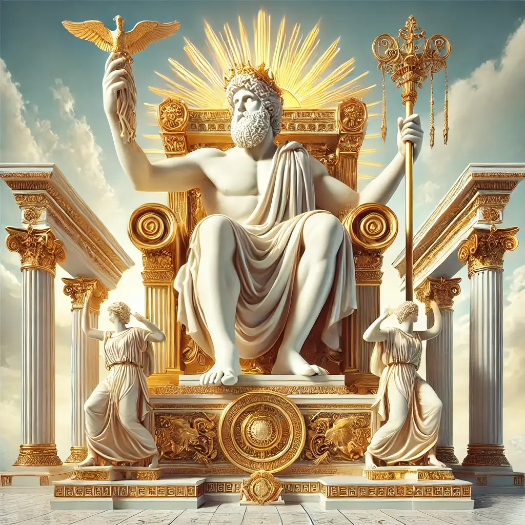 올림피아의 제우스 상 그리스 신화의 웅장함과 권위를 표현한 이미지