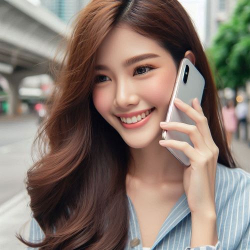 여성이 폰 통화를 하고 있다.