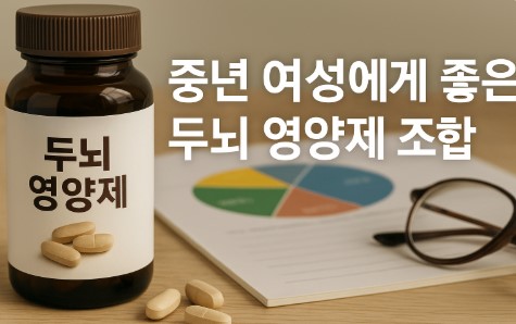 중년 여성 두뇌 영양제 조합 사진