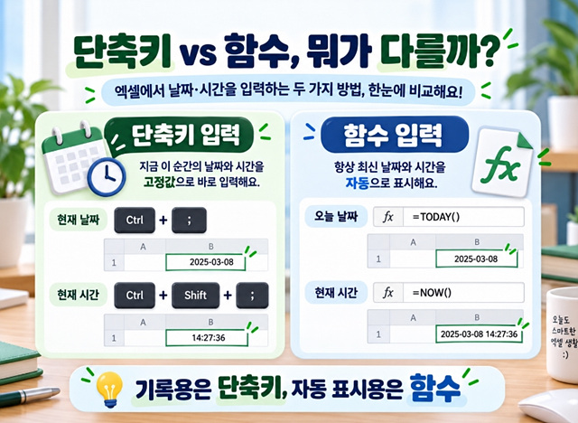 엑셀 날짜&middot;시간 입력 단축키｜오늘 날짜와 현재 시간 바로 넣는 법