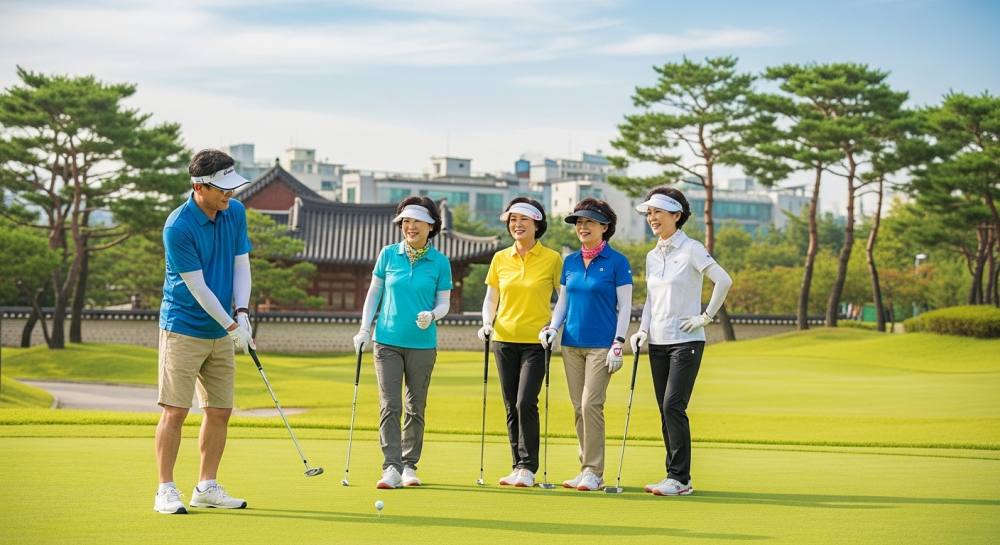 파크골프를 즐기는 중장년층 사진