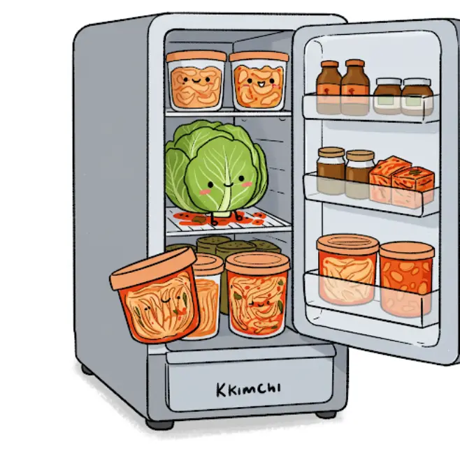 김치냉장고 김치통 배추몇포기