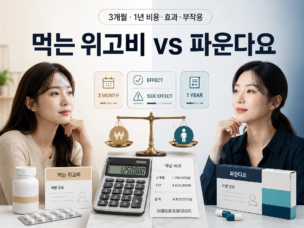 먹는 위고비 vs 파운다요 비용 비교, 3개월&middot;1년 약값과 효과&middot;부작용