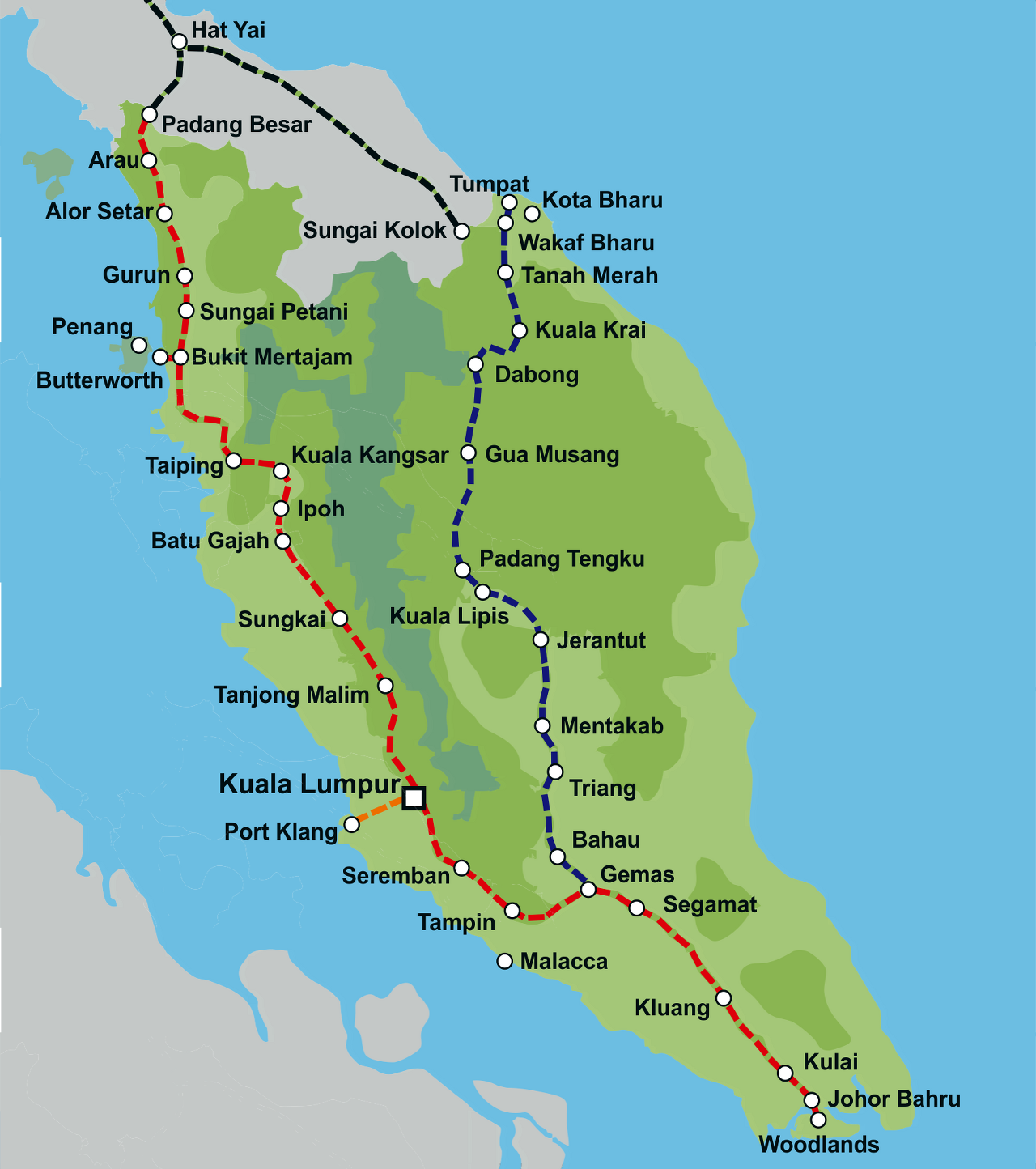 말레이시아 기차 노선도