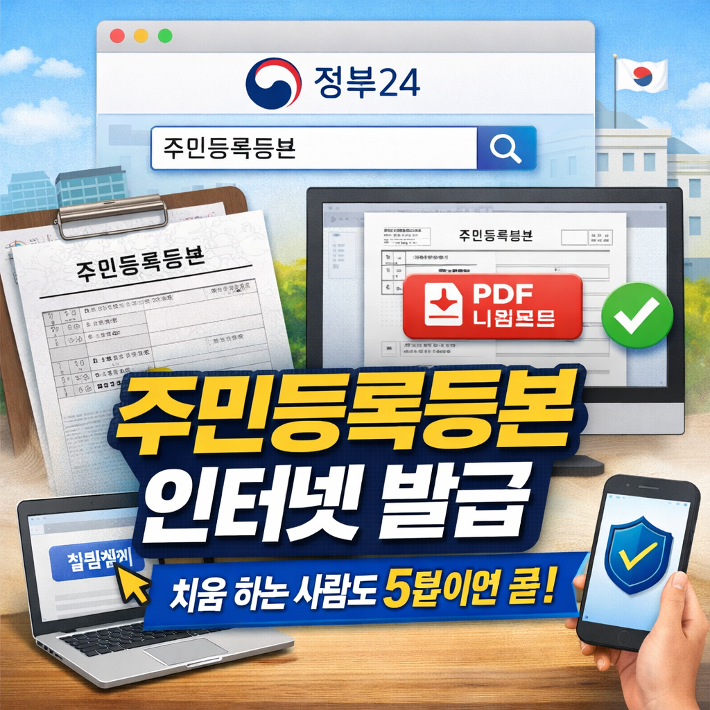 주민등록등본 인터넷 발급 방법|처음 하는 사람도 5분이면 끝