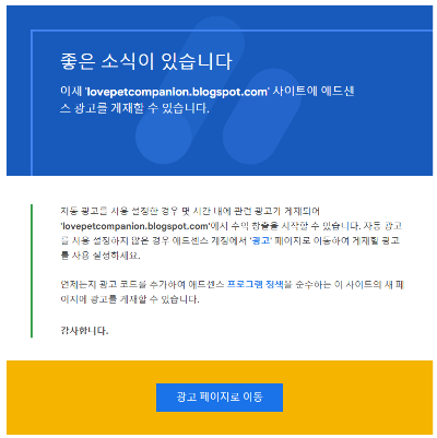 애드센스 사이트 광고 허용