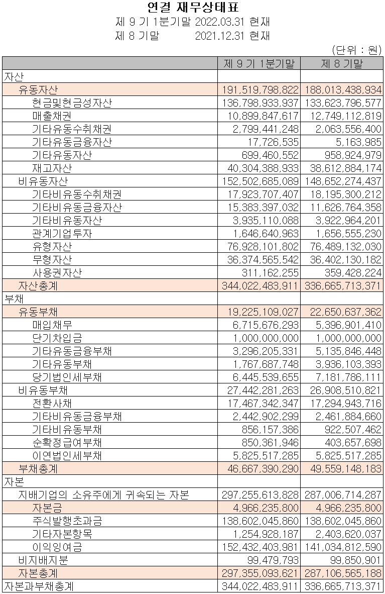 덕산네오룩스 - 재무상태표
