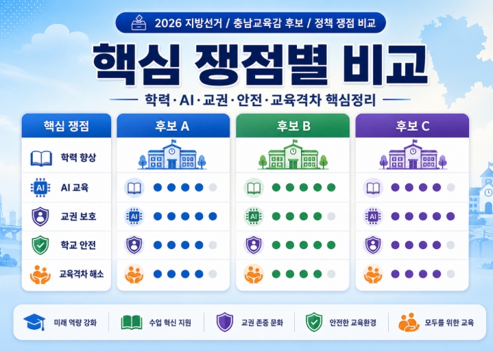 2026 충남교육감 후보 공약 비교