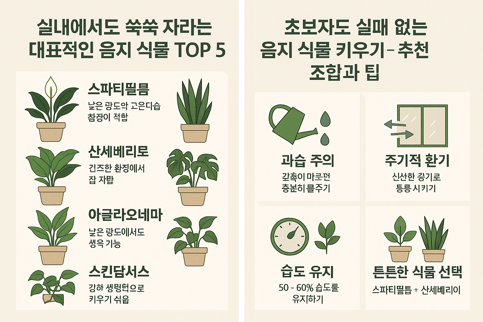 실내에서도 쑥쑥 자라는 대표적인 음지 식물 TOP 5 사진