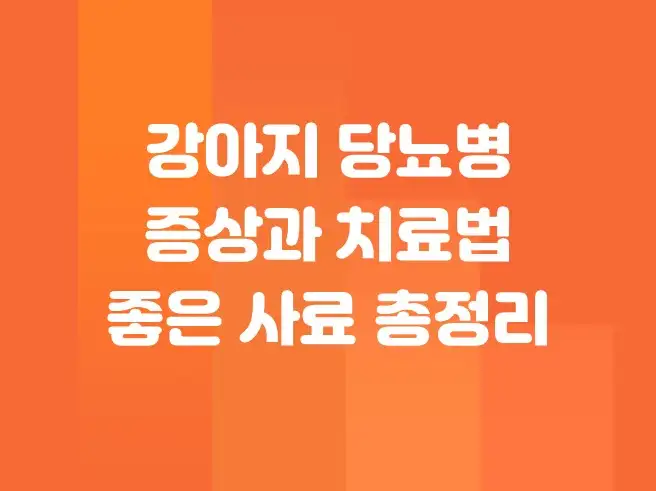 강아지 당뇨병 증상과 치료법, 좋은 사료 총정리