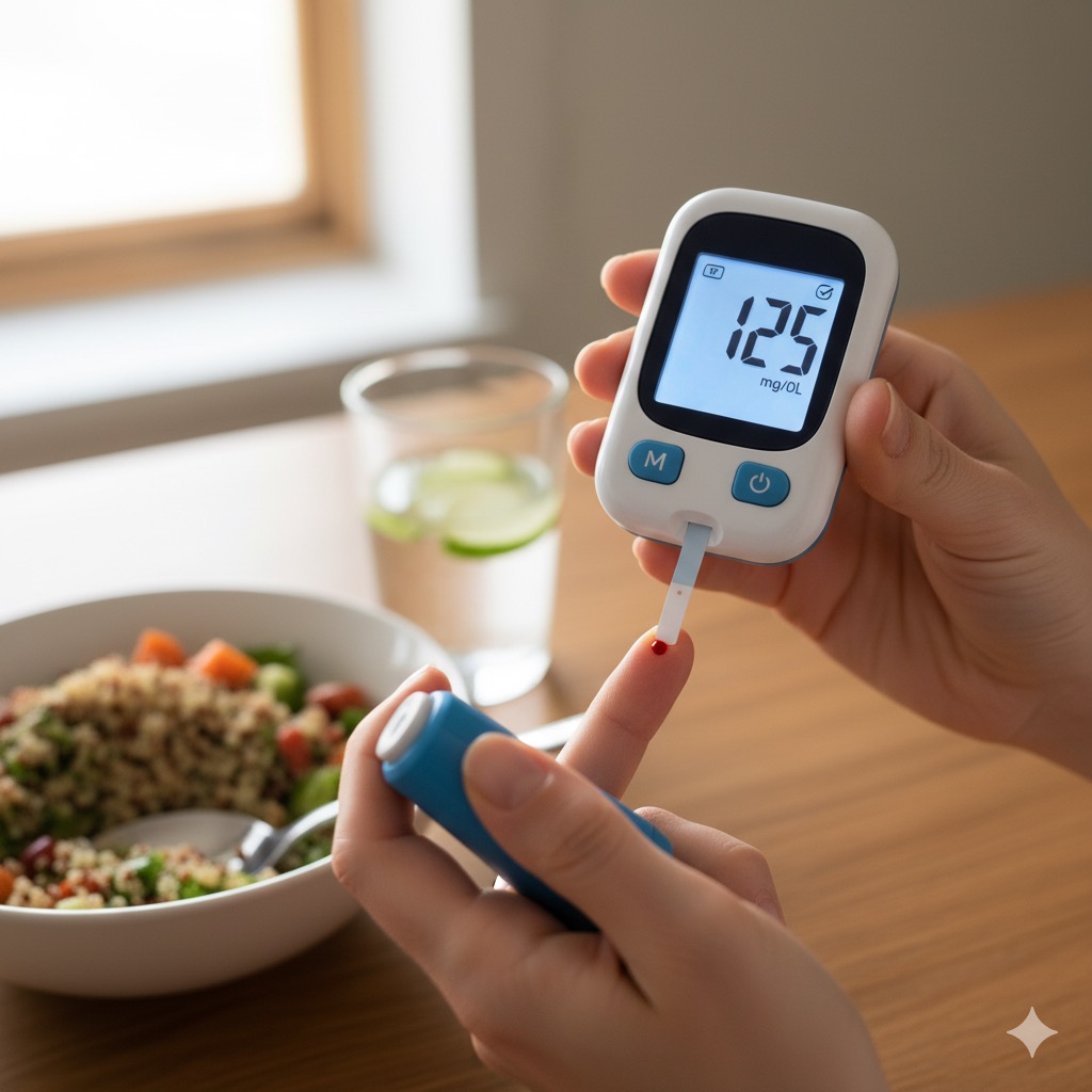 혈당측정하는 모습