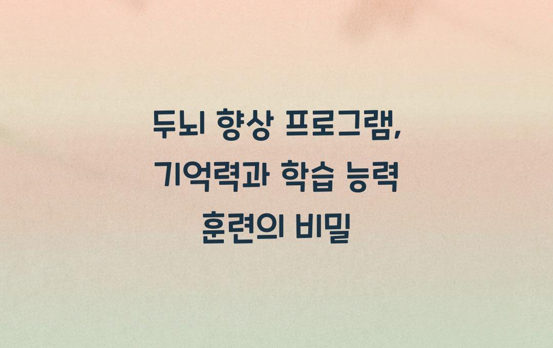 두뇌 향상 프로그램: 기억력과 학습능력을 높이는 훈련