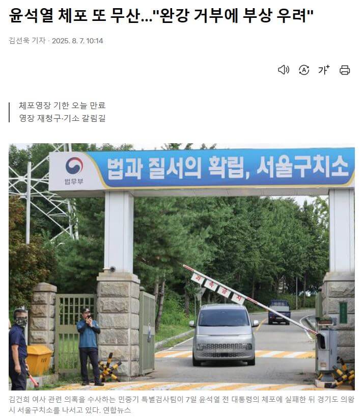 윤석열 체포 실패 신문기사