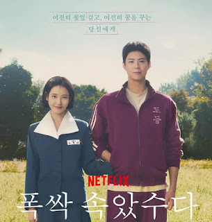 드라마 폭싹 속았수다 속 옛날 제주 복장을 한 애순(이지은)과 관식(박보검)이 유채꽃밭에서 웃고 있는 모습