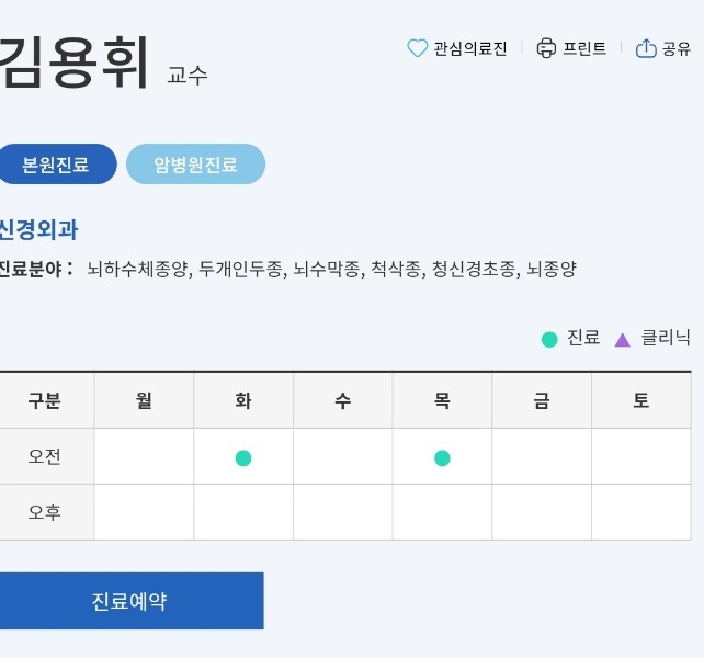 김용휘교수-진료예약