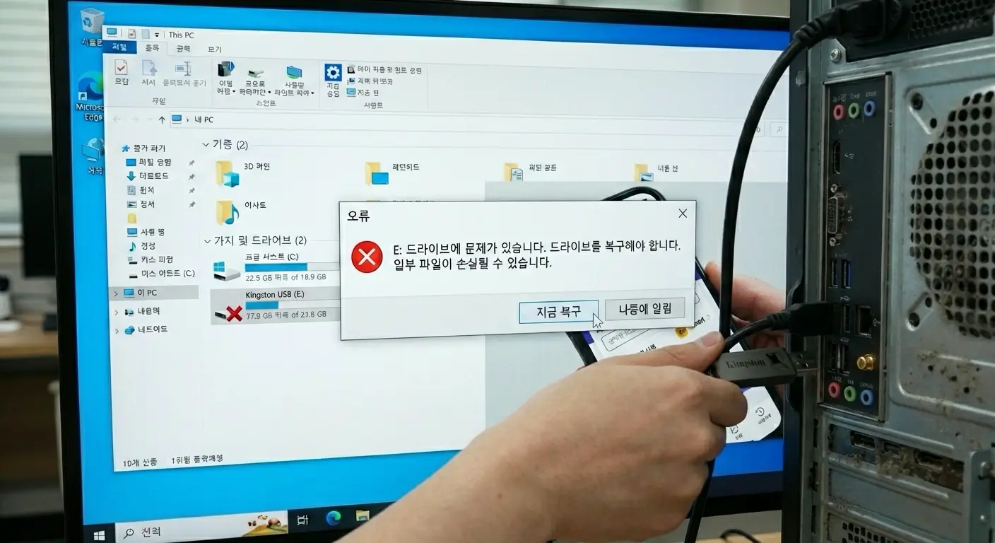 USB 포트 변경 장면