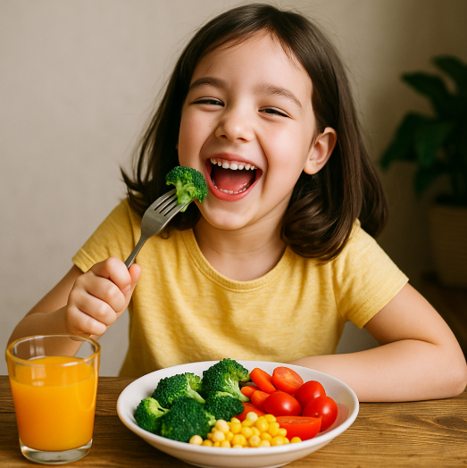 행복한 식사를 하는 아이