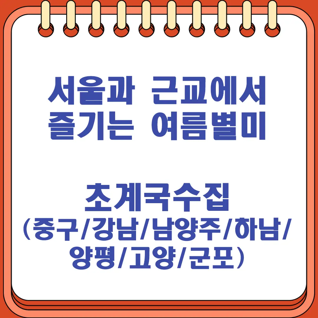 서울과 근교에서 즐기는 여름별미 초계국수집 소개