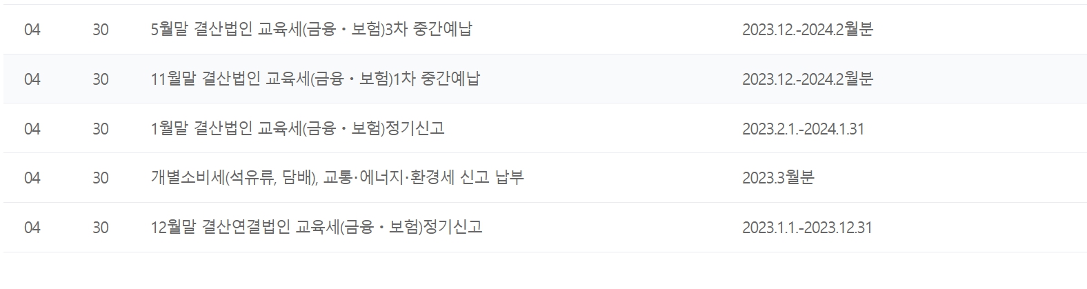 4월 세무일정4