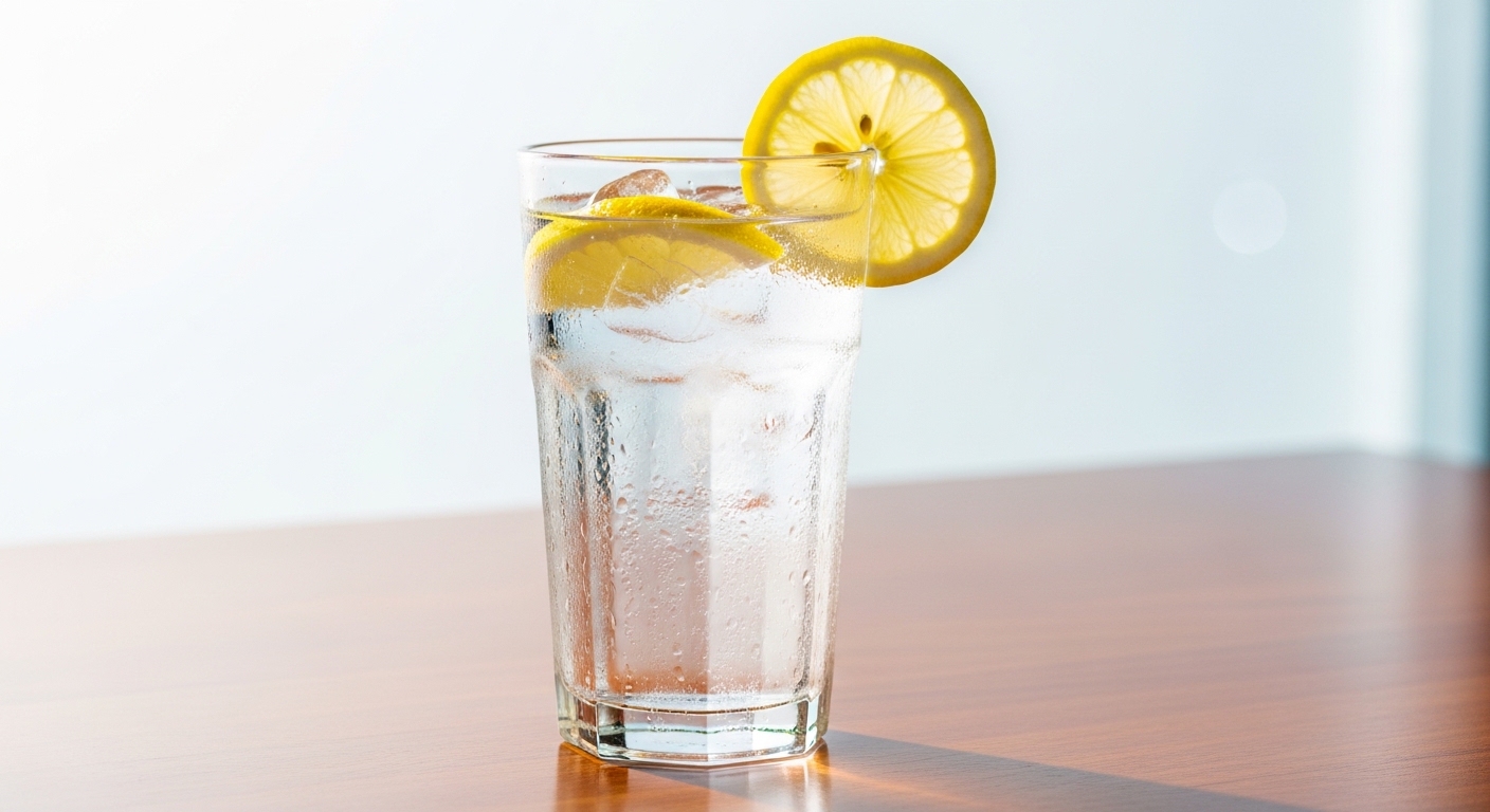 얼음이 들어간 차가운 물을 보여주는 건강 정보 이미지