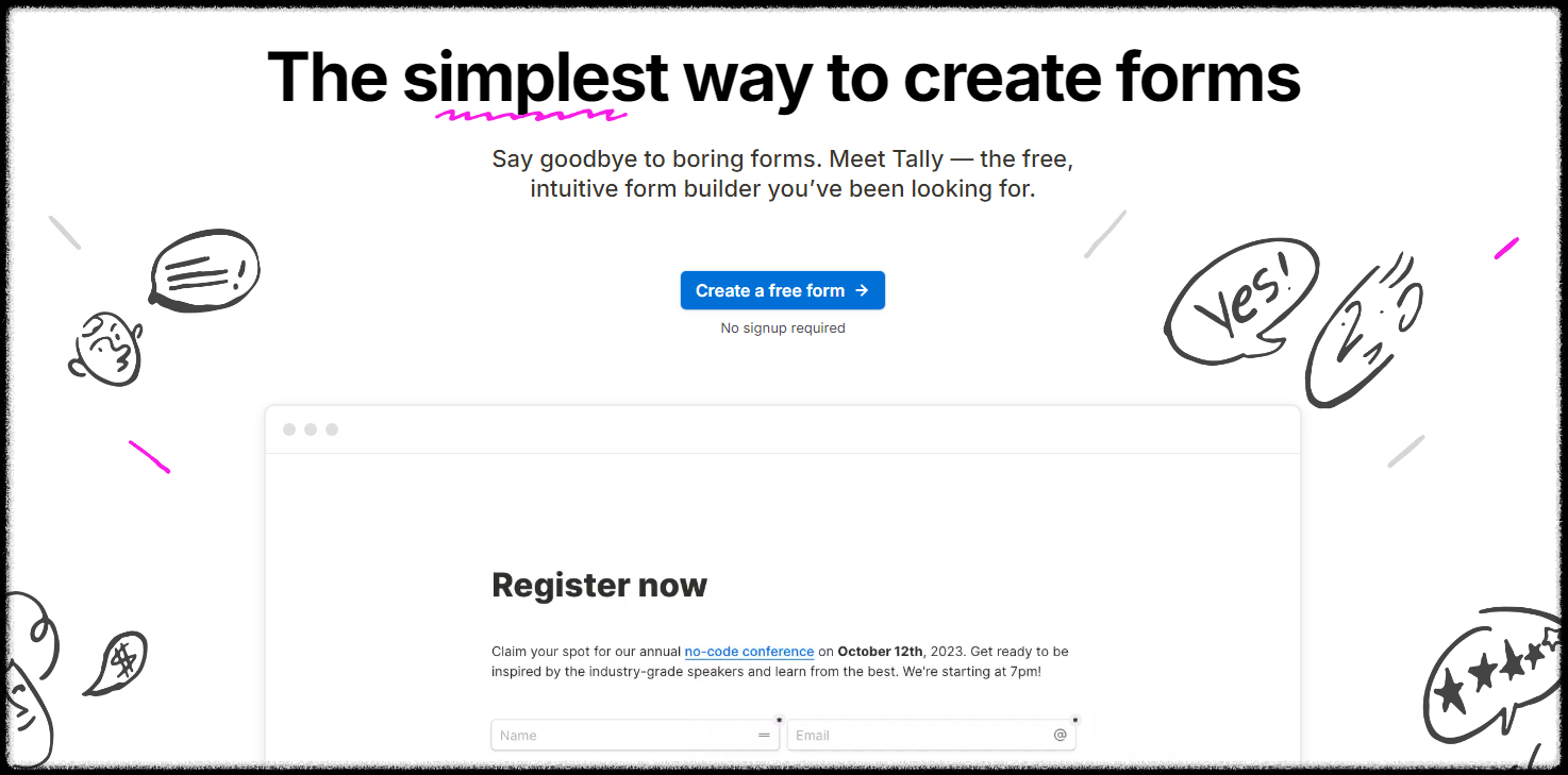 탈리폼(tally Forms) 가입 방법과 메이크(make) 자동화 초간단 연결 방법 노션 최적화 설문 양식