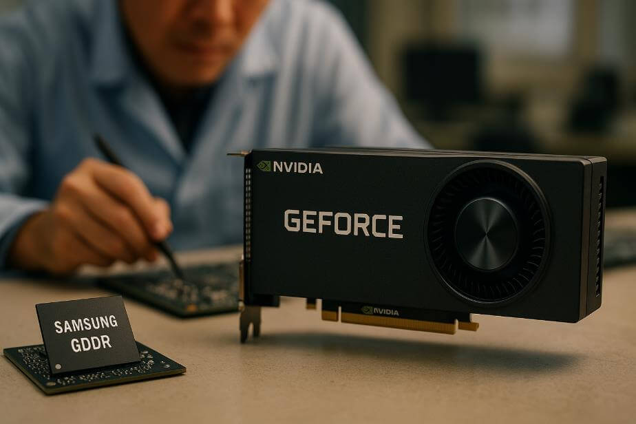 삼성과 엔비디아의 그래픽 기술 협력을 상징하는 반도체와 GPU 장면