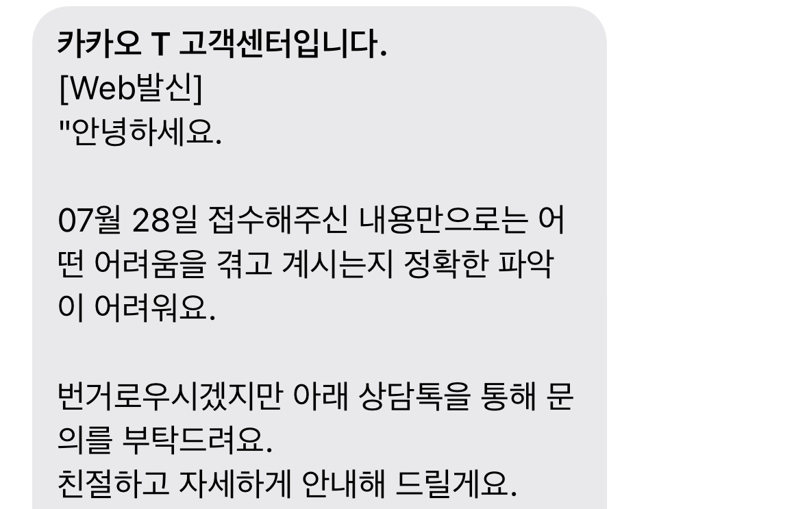 카카오T-문자내용
