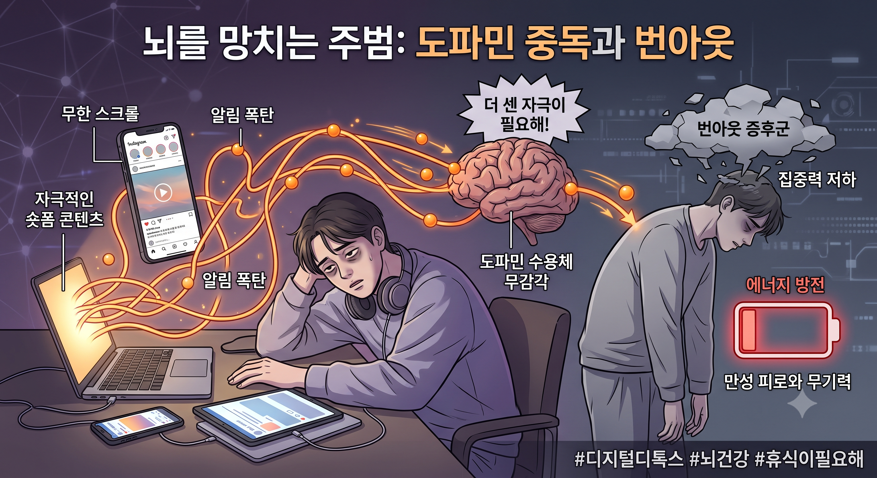 뇌를 망치는 주범, '도파민 중독'과 번아웃
