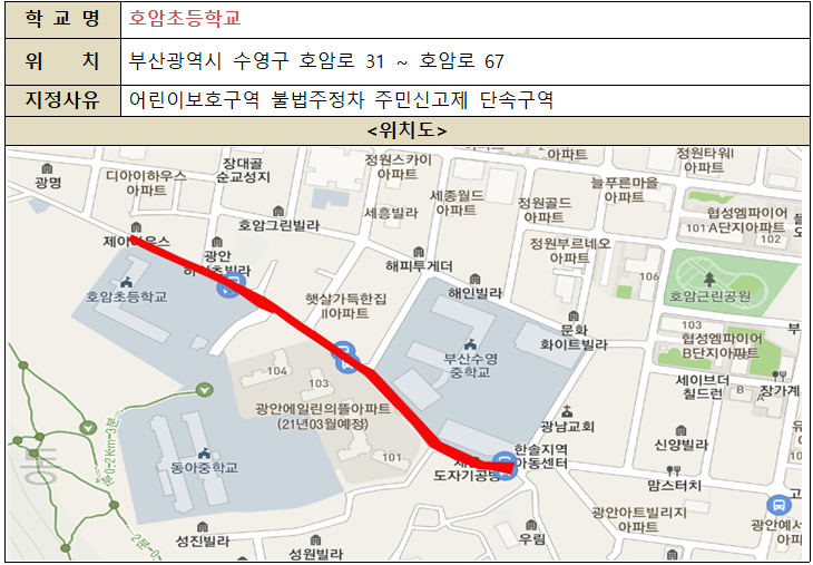 호암초등학교 어린이보호구역