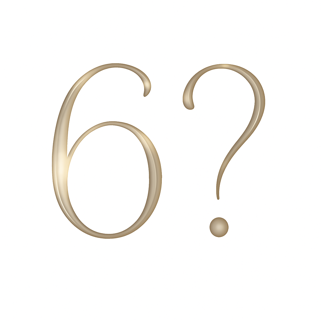 6억과 관련하여 숫자 6과 ? 가 결합된 상징 그림