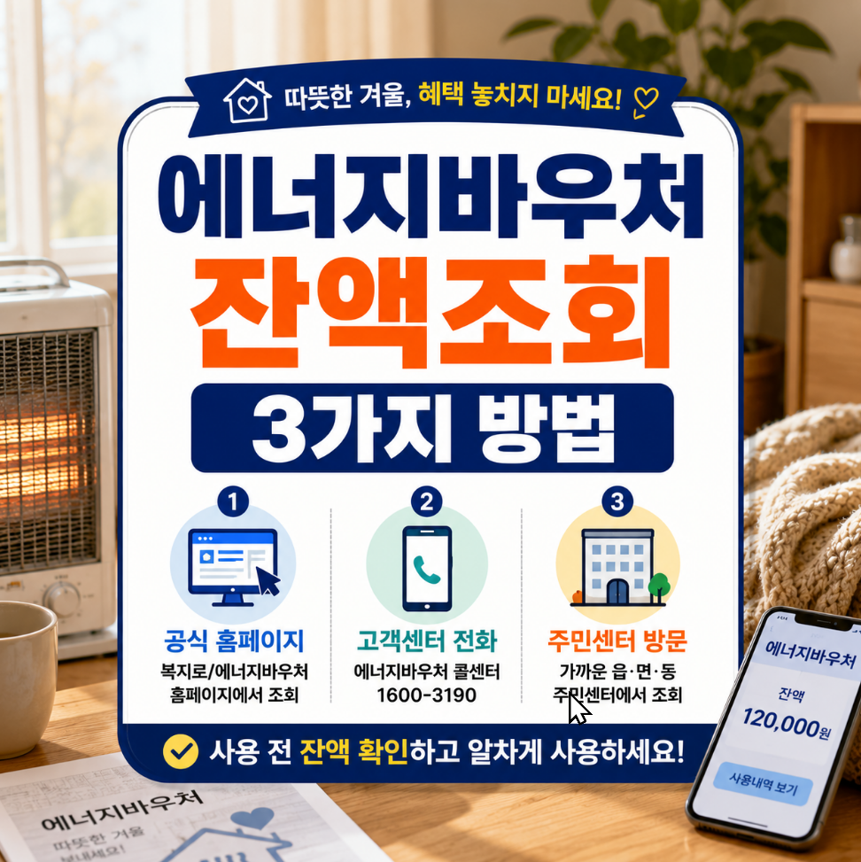 에너지바우처 잔액조회 3가지 방법