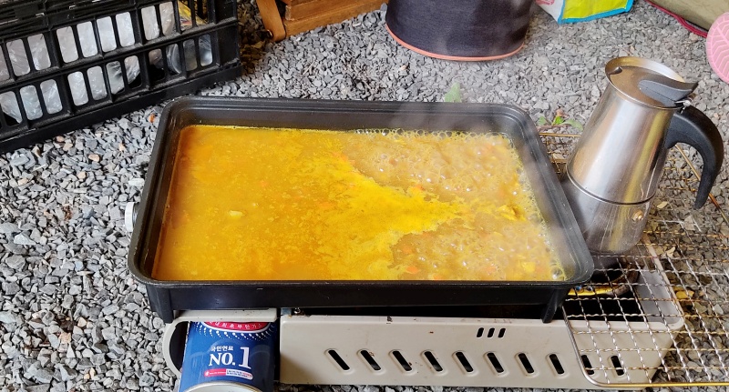 아침밥인 카레와 모닝 커피 만들기