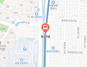 정금마을에서 인천공항 리무진 공항버스(6016번) 지도 위치