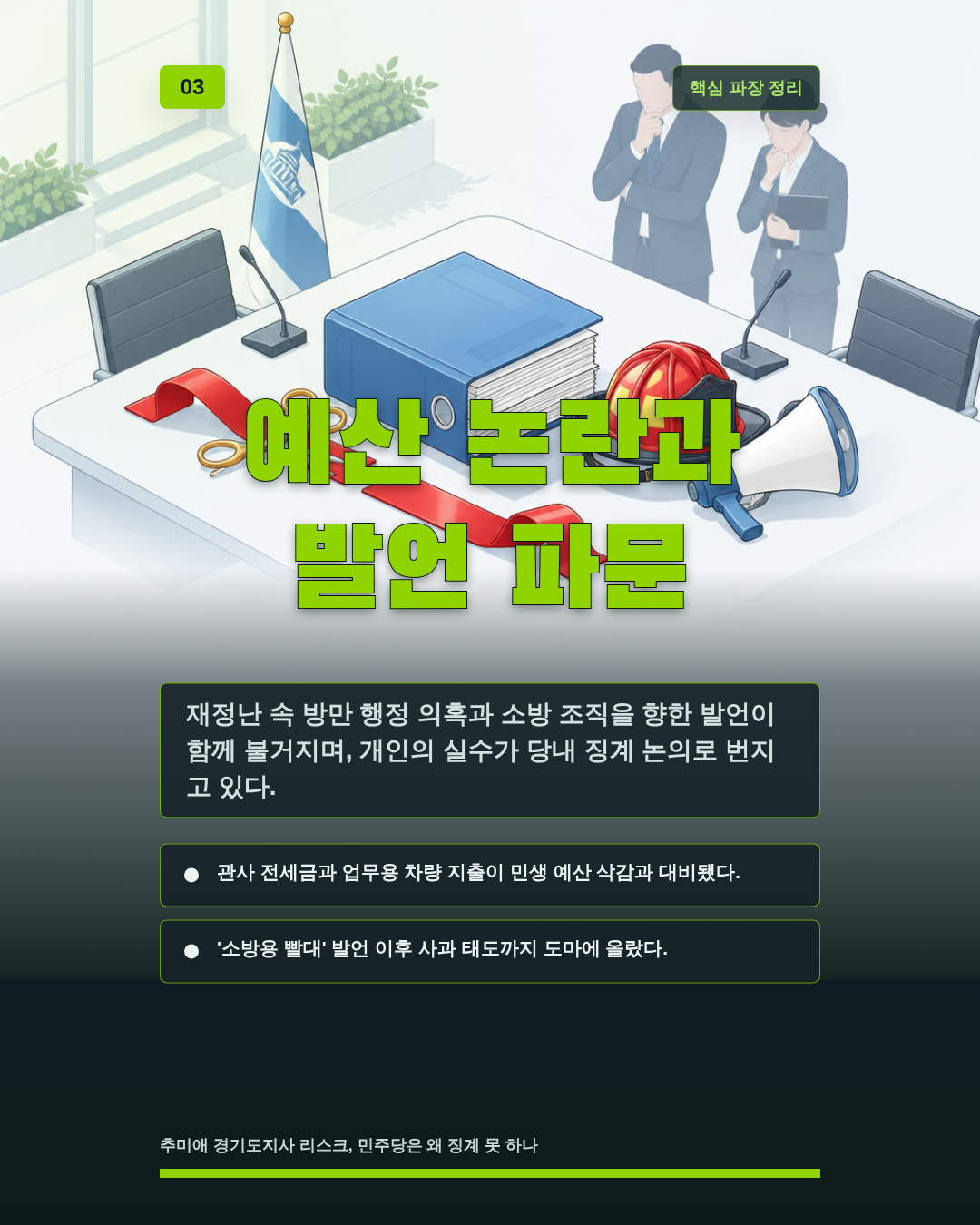 예산 논란과 발언 파문