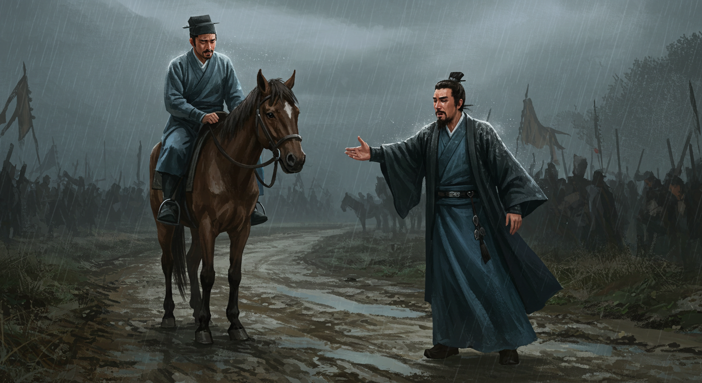 유비를 떠나며 눈물을 흘리는 서서의 슬픈 이별 장면