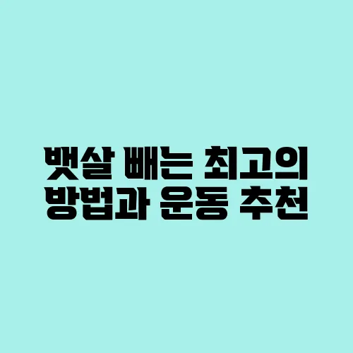 뱃살 빼는 최고의 방법과 운동 추천