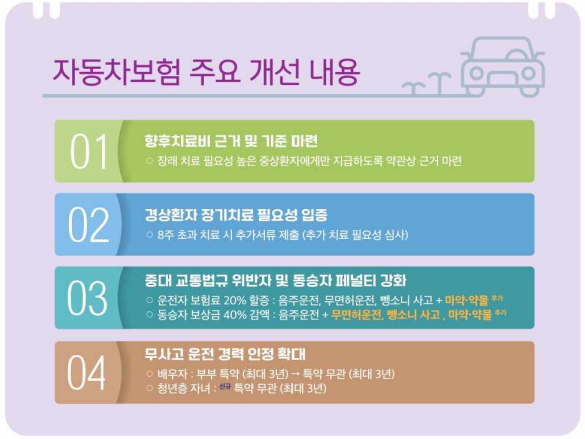 자동차보험 주요 개선대책 이미지