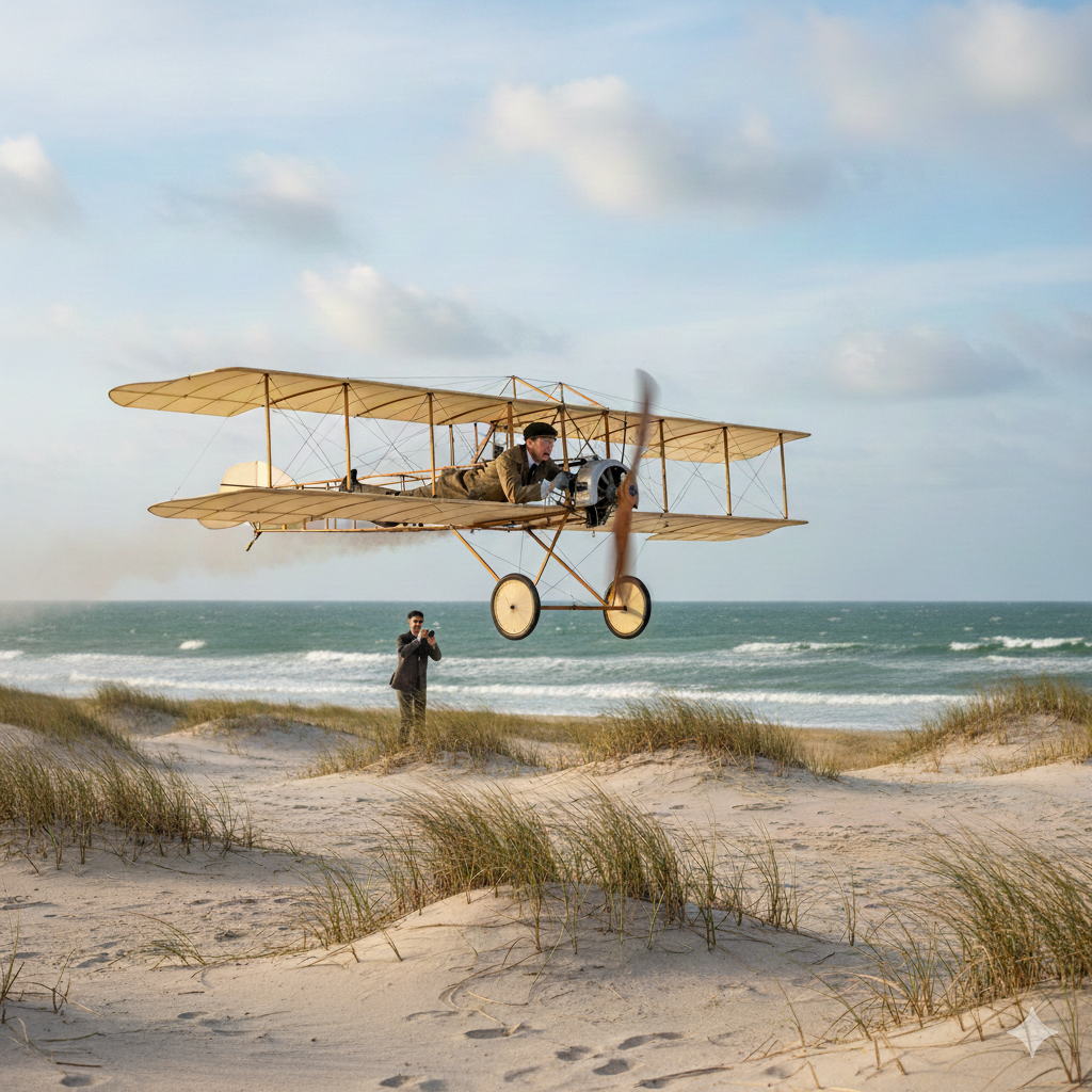 라이트 형제, 최초의 동력 비행 성공
