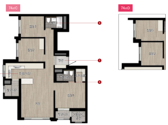힐스테이트-이편한세상-문정-74평면도