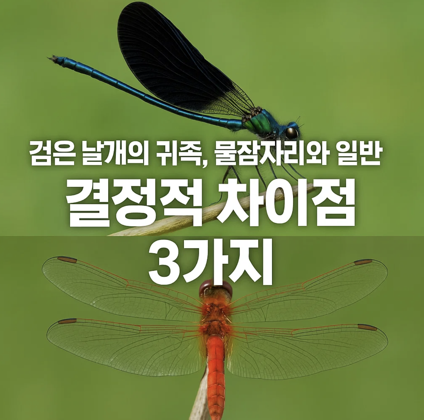 검은 날개의 귀족, 물잠자리와 일반 잠자리의 결정적 차이점 3가지