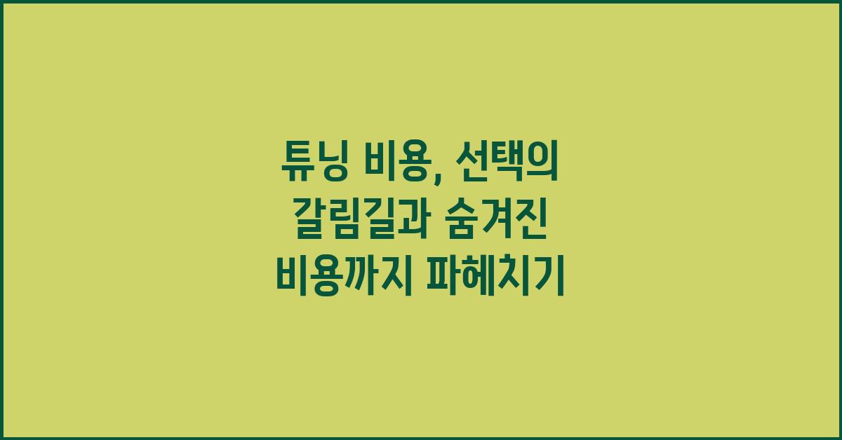 튜닝 비용, 숨겨진 비용까지 파헤치기