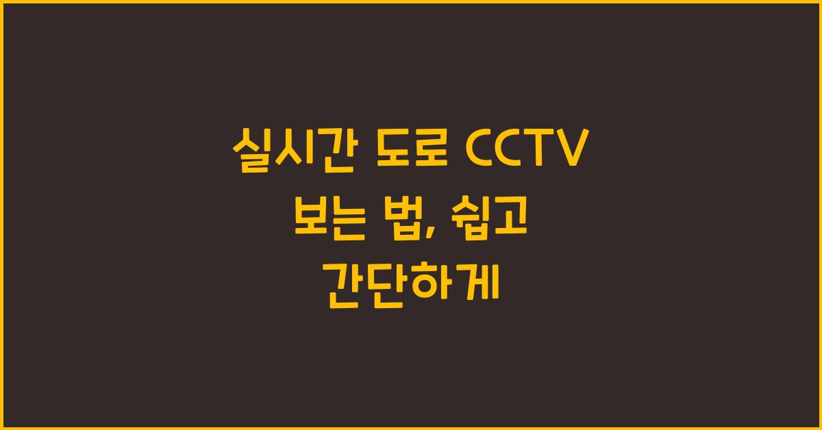 실시간 도로 cctv 보는 법