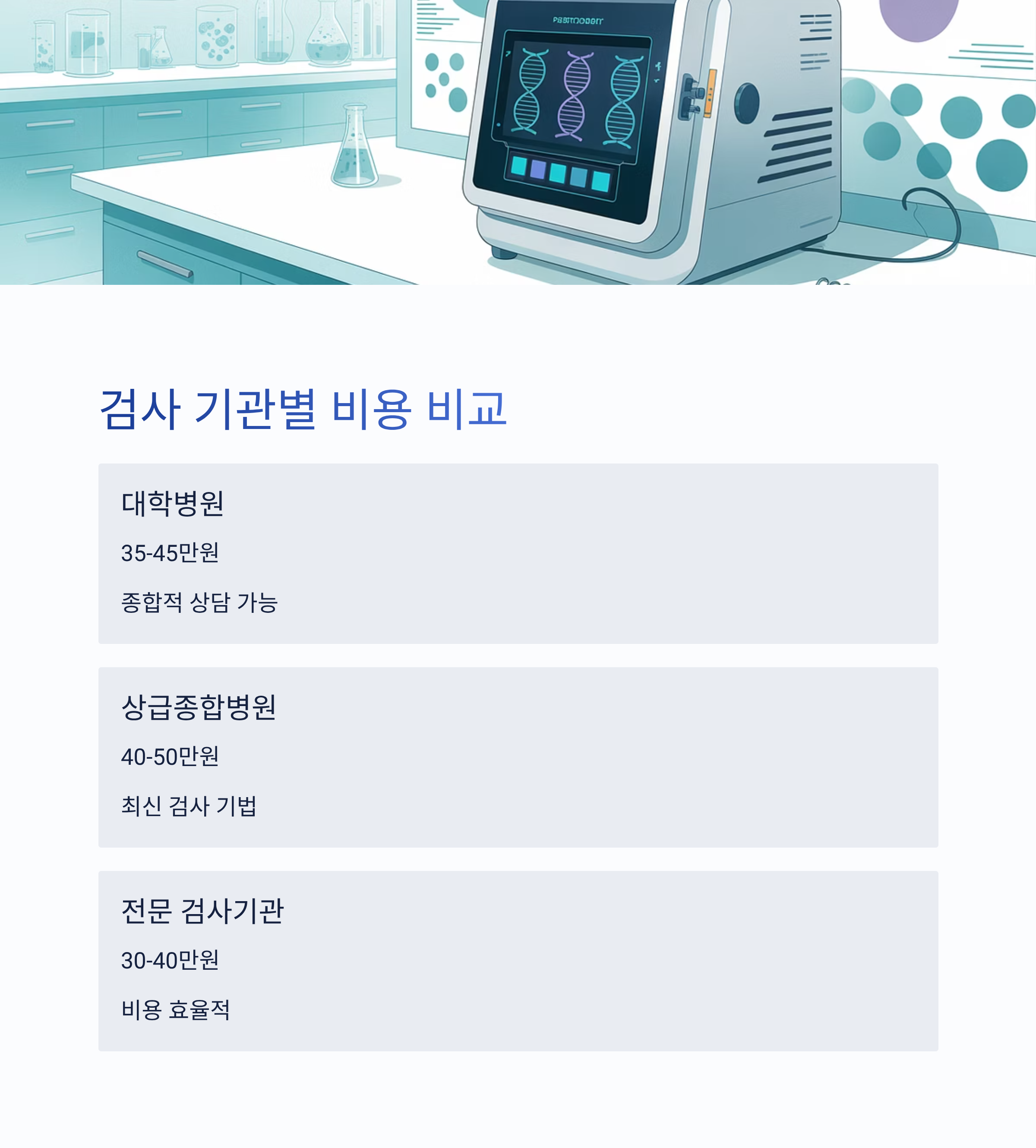 유전성 유방암 BRCA 검사 비용 비교