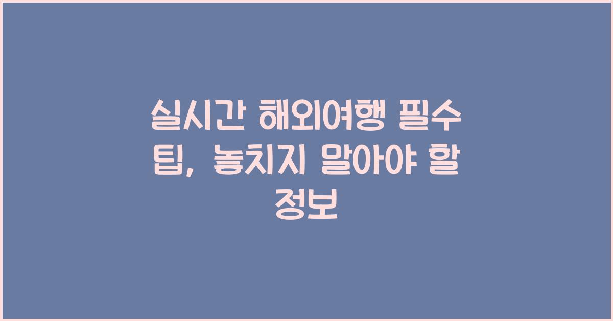 실시간 해외여행 필수 팁