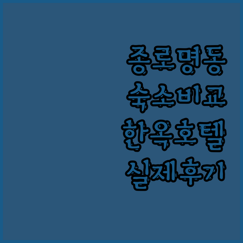 서울 종로 명동 숙소 추천 한옥 호텔..