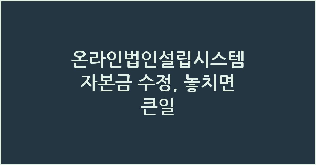 온라인법인설립시스템 자본금 수정