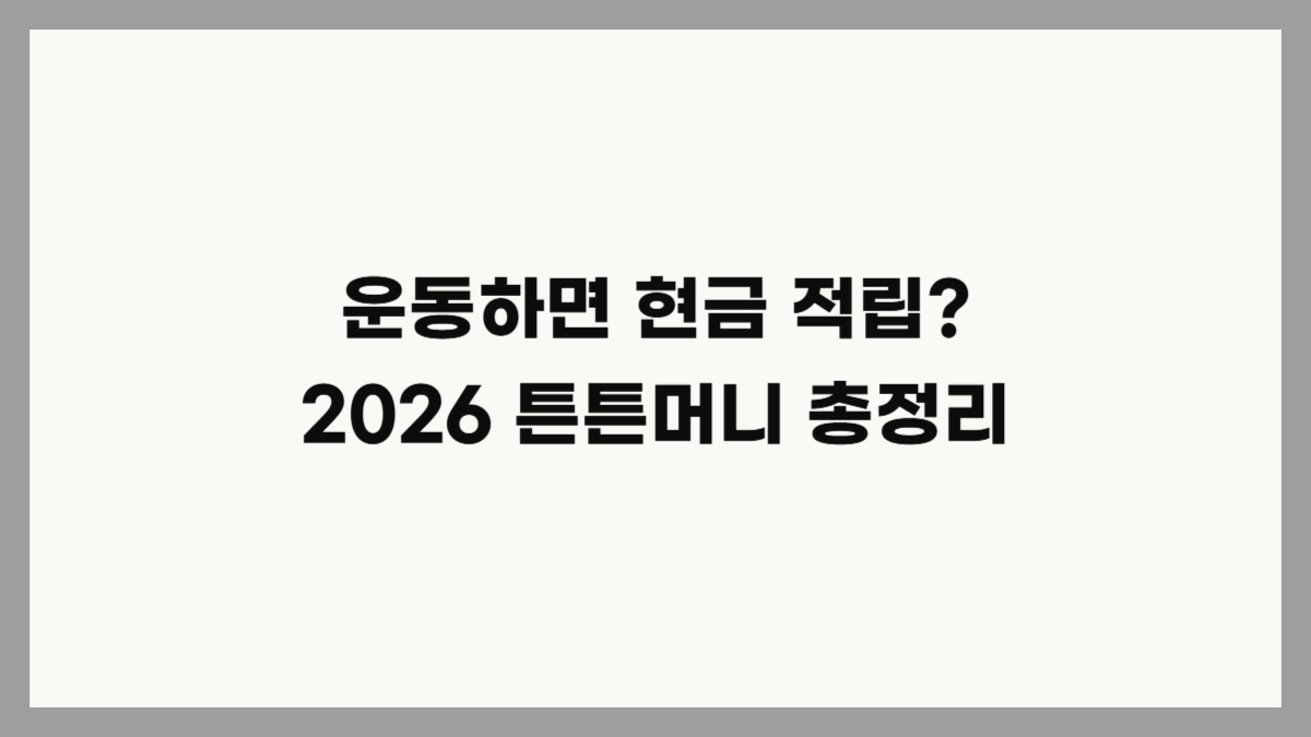 2026 튼튼머니 적립방법 및 사용처 정리